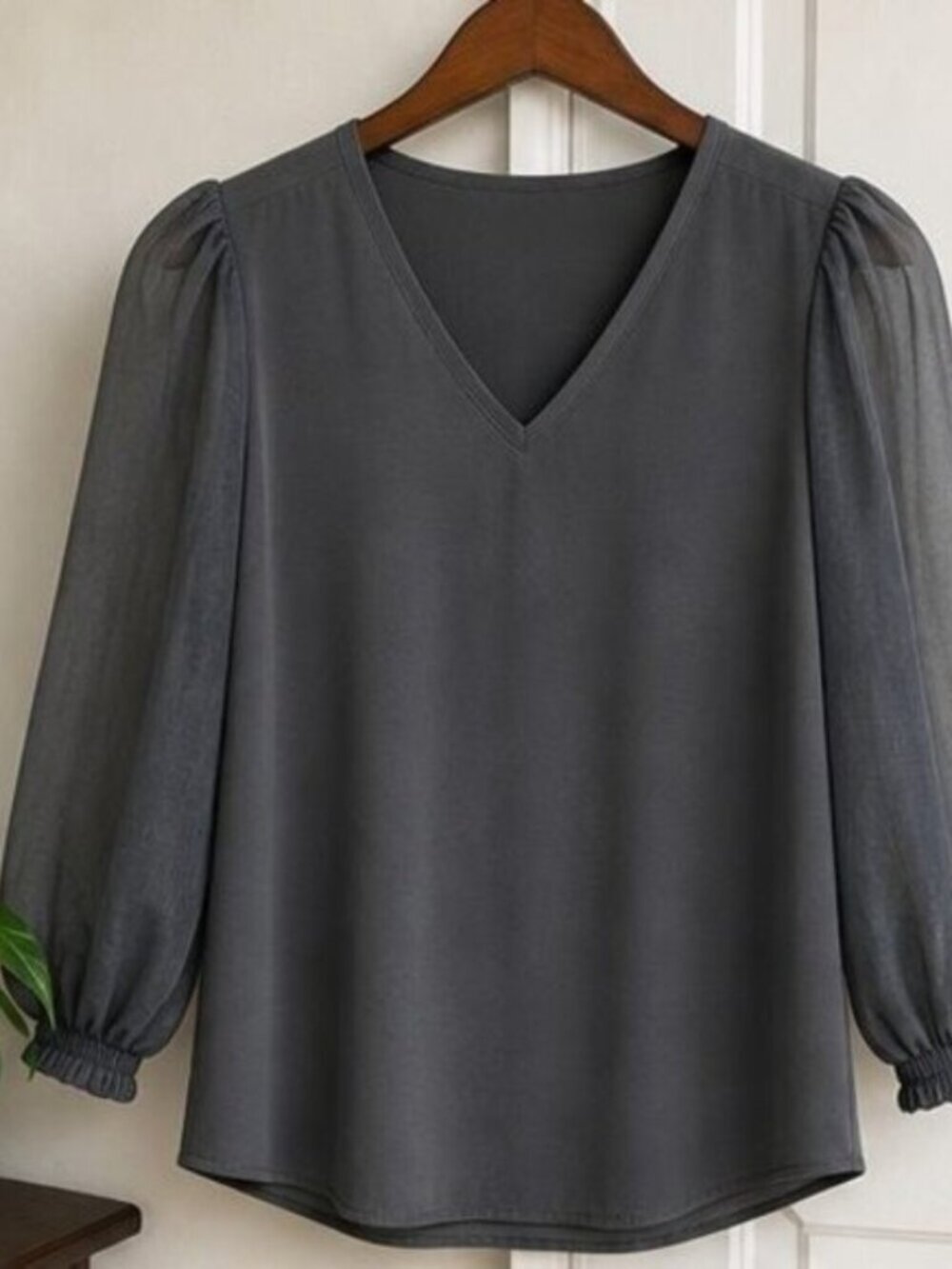 Charcoal Puff Sleeve Top